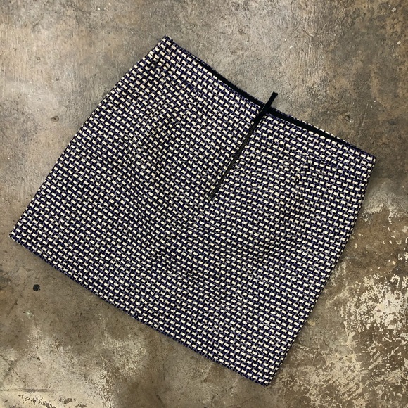 J Crew Postage Stamp Mini Skirt Navy Tweed Lurex 4 - Picture 6 of 9